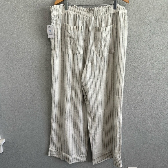 Smocked waist Wide Leg Striped Linen Blend Pants Size XXL (20) NWT Pockets - Picture 7 of 10